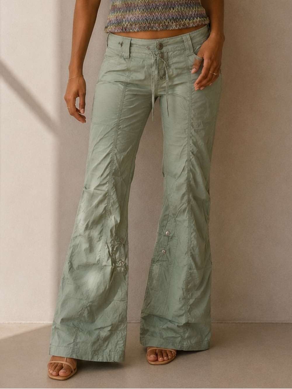 Y2K Garage Low Rise Flare Cargo Pants